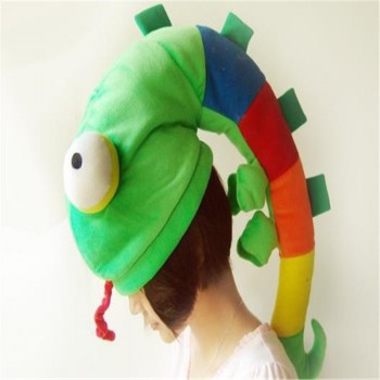 Chameleon hat lizard creative boy hat photo props cosplay toy hat plush toy christmas halloween birthday party dress up