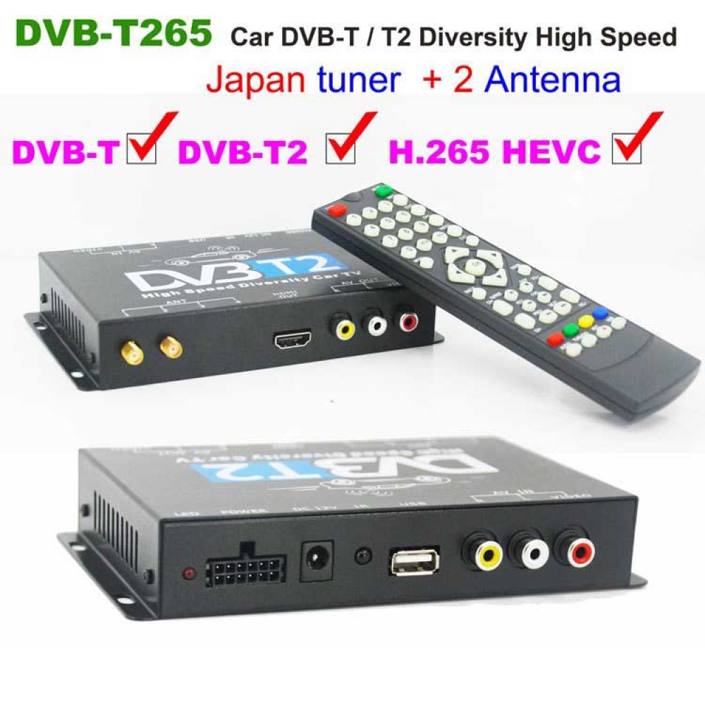 HDTV Car DVB-T265 Germany DVB-T2 H.265 HEVC MULTI PLP Digital TV Receiver automobile DTV box  With Two Tuner Antenna Freene