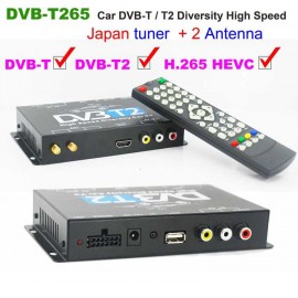 HDTV Car DVB-T265 Germany DVB-T2 H.265 HEVC MULTI PLP Digital TV Receiver automobile DTV box  With Two Tuner Antenna Freene