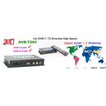 HDTV Car DVB-T265 Germany DVB-T2 H.265 HEVC MULTI PLP Digital TV Receiver automobile DTV box  With Two Tuner Antenna Freene