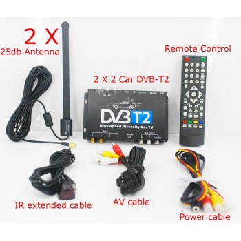 HDTV Car DVB-T265 Germany DVB-T2 H.265 HEVC MULTI PLP Digital TV Receiver automobile DTV box  With Two Tuner Antenna Freene