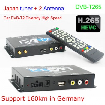 HDTV Car DVB-T265 Germany DVB-T2 H.265 HEVC MULTI PLP Digital TV Receiver automobile DTV box  With Two Tuner Antenna Freene