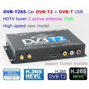 HDTV Car DVB-T265 Germany DVB-T2 H.265 HEVC MULTI PLP Digital TV Receiver automobile DTV box  With Two Tuner Antenna Freene
