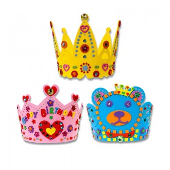 3pcs Children Birthday Hat Handmade Diamond Crown DIY Hat Handcraft Toys Puzzle Kids Party Toys Childrens Party Toy Hat