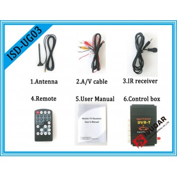 Isudar Digital TV Receiver for Car HD DVB-T MPEG-4 3 Way Video Output Dual Audio Channel Output For Europen