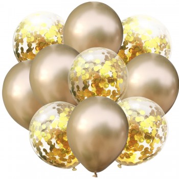 10pcs/lot 12 inch 5PCS Metal Color +5PCS Confetti Latex Balloons Kids Baby Birthday Party Decoration Balloons Cartoon Hat Toy