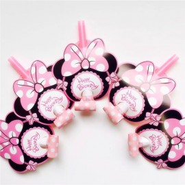 6Pcs/lot Cartoon Funny Whistles Children1st Birthday Party Blowout Baby Kids Birthday Party Decoration