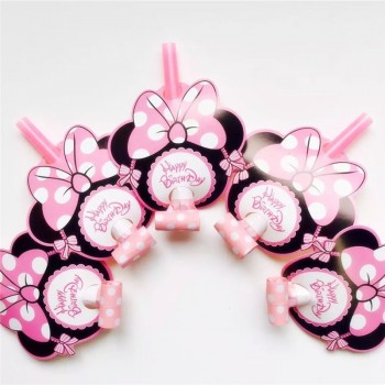 6Pcs/lot Cartoon Funny Whistles Children1st Birthday Party Blowout Baby Kids Birthday Party Decoration