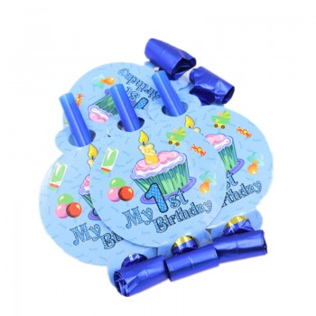 6Pcs/lot Cartoon Funny Whistles Children1st Birthday Party Blowout Baby Kids Birthday Party Decoration