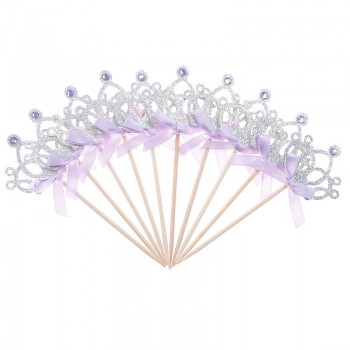 10pcs/lot 1st Birthday Decoration Play Hat Kids Baby Party Toy Gold/Silver Cupcake Toppers Hat Princess Crown Kids Party
