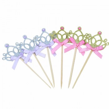10pcs/lot 1st Birthday Decoration Play Hat Kids Baby Party Toy Gold/Silver Cupcake Toppers Hat Princess Crown Kids Party