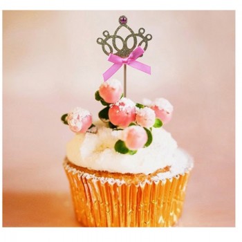 10pcs/lot 1st Birthday Decoration Play Hat Kids Baby Party Toy Gold/Silver Cupcake Toppers Hat Princess Crown Kids Party