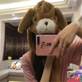 Cute moving ears brown bear animal headdress hat photo props cosplay plush toy hat Christmas Halloween birthday party dress up