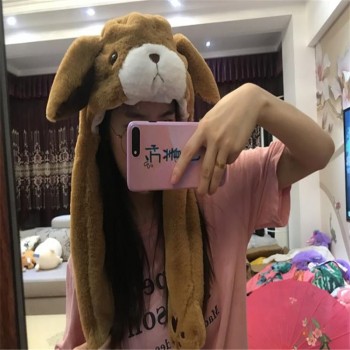 Cute moving ears brown bear animal headdress hat photo props cosplay plush toy hat Christmas Halloween birthday party dress up
