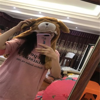 Cute moving ears brown bear animal headdress hat photo props cosplay plush toy hat Christmas Halloween birthday party dress up