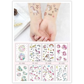 Childrens Temporary Tattoos Stickers unicorn  Body Art Sleeve Tattoo Decals Waterproof Tattoos Party Supplies Cartoon hat