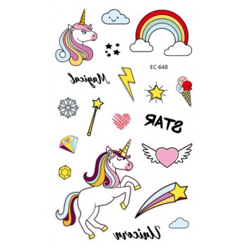 Childrens Temporary Tattoos Stickers unicorn  Body Art Sleeve Tattoo Decals Waterproof Tattoos Party Supplies Cartoon hat