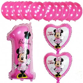13pcs Minnie Mickey Mouse theme party decoration Combination latex foil balloons Happy birthday party balloons baby cartoon hat