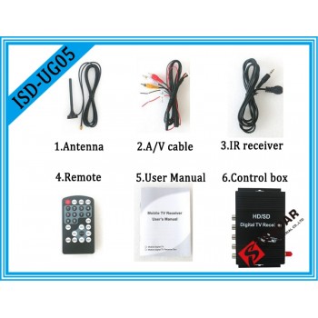 Isudar Double antenna 120KM/H (Max) High Speed Car HD DVB-T2 H.264 MPEG-4 Mobile Digital TV Turner Receiver For Russia Thailand