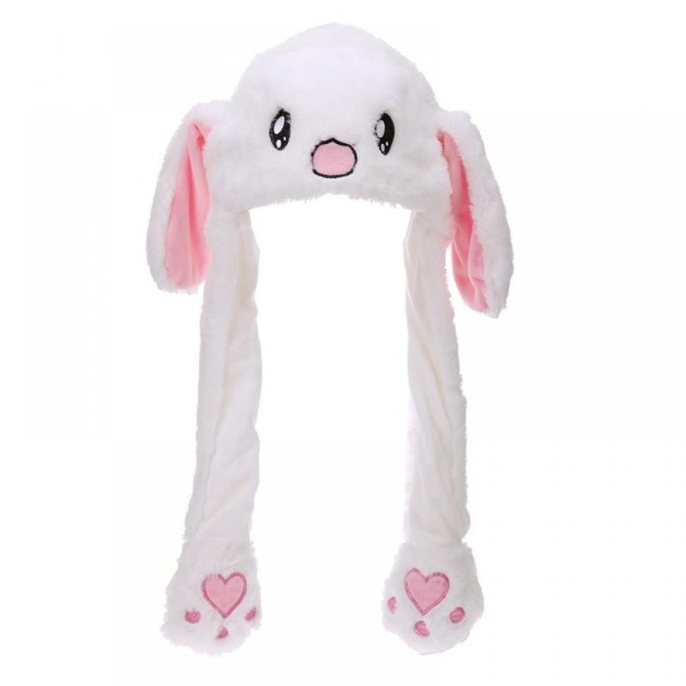 Cute Baby Kids Plush Moving Ears Rabbit Hats Soft Animals Shape Lovely Cartoon Hats Adults Pinching Ear Hat Gifts Kids Party