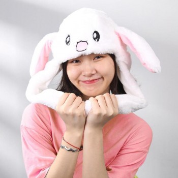 Cute Baby Kids Plush Moving Ears Rabbit Hats Soft Animals Shape Lovely Cartoon Hats Adults Pinching Ear Hat Gifts Kids Party