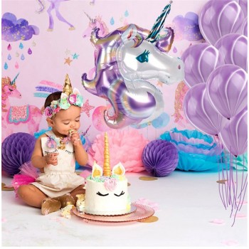 11pcs Unicorn Balloons Birthday Party Pink Rainbow  Agate Balloon Kids Party Favors Gifts Baby Shows Backdrop Decor cartoon hat