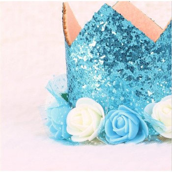cartoon hat Baby Girl  Birthday Party Hat with Hairband Princess Queen Crown Lace Hair Band Elastic Head Wear Hat cartoon hat