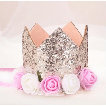 cartoon hat Baby Girl  Birthday Party Hat with Hairband Princess Queen Crown Lace Hair Band Elastic Head Wear Hat cartoon hat