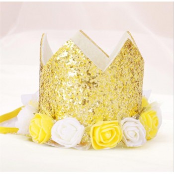 cartoon hat Baby Girl  Birthday Party Hat with Hairband Princess Queen Crown Lace Hair Band Elastic Head Wear Hat cartoon hat