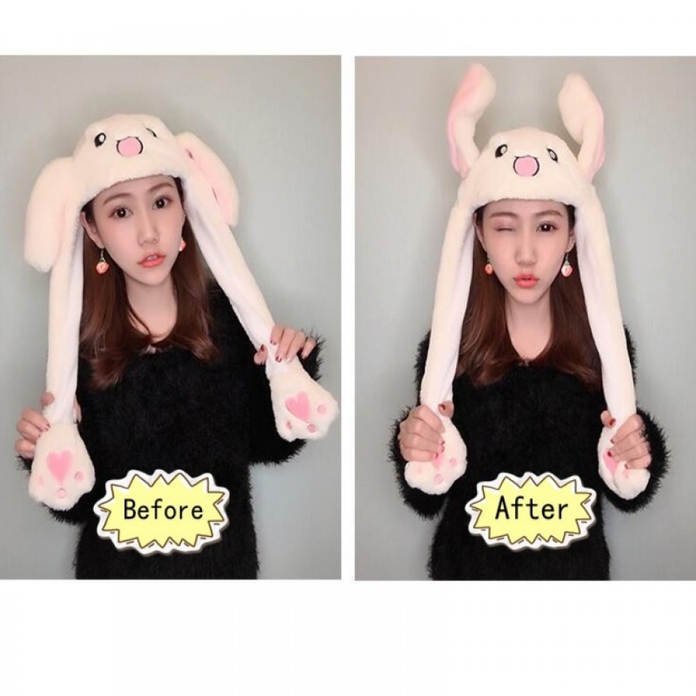 Cartoon Cuddly Moving Ear Rabbit Hat Dance Plush Toy Plush Cap Hat Soft Stuffed Animal Toy Toys for Children