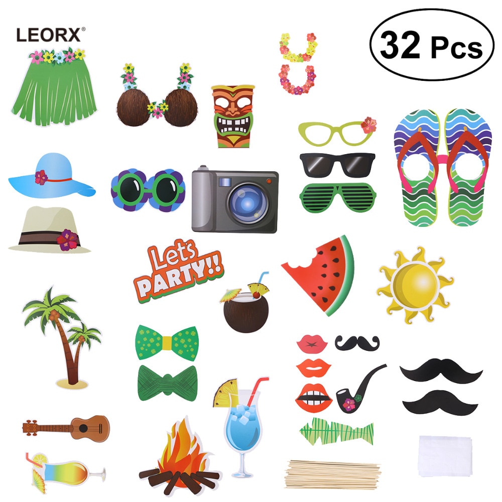 32pcs Toy hat for Luau Photo Kids Party Hawaiian Party Cap for Summer Beach Pool Luau Kids Party Decor DIY Kit Hat