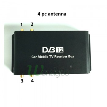 Car 4 Antenna DVB-T2 180-200km/h 4 Mobility Chip DVB T2 Car Digital TV Tuner HD 1080P TV Receiver BOX DVBT2