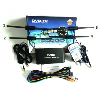 Car 4 Antenna DVB-T2 180-200km/h 4 Mobility Chip DVB T2 Car Digital TV Tuner HD 1080P TV Receiver BOX DVBT2