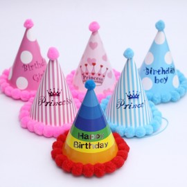 Kids Children Baby Boy Girl amp; Adult Use Happy Birthday Party Hats Crown Prince Princess Dot Star Heart Party Event Shaggy Caps