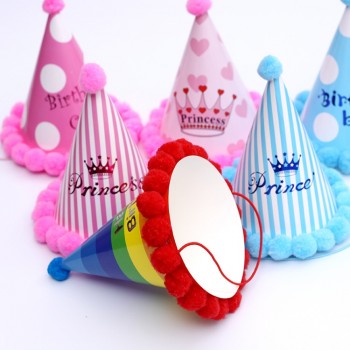 Kids Children Baby Boy Girl amp; Adult Use Happy Birthday Party Hats Crown Prince Princess Dot Star Heart Party Event Shaggy Caps