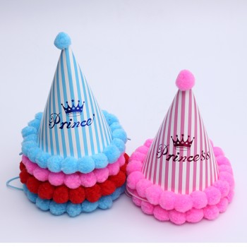 Kids Children Baby Boy Girl amp; Adult Use Happy Birthday Party Hats Crown Prince Princess Dot Star Heart Party Event Shaggy Caps