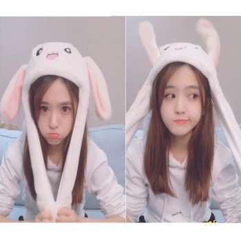 Kocozo Cartoon Cute Rabbit Hats Moving Ears Toy Hat Plush Airbag Cap Kawaii Funny Toy for Girls Children Birthday Christmas Gift