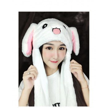 Kocozo Cartoon Cute Rabbit Hats Moving Ears Toy Hat Plush Airbag Cap Kawaii Funny Toy for Girls Children Birthday Christmas Gift