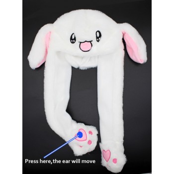 Kocozo Cartoon Cute Rabbit Hats Moving Ears Toy Hat Plush Airbag Cap Kawaii Funny Toy for Girls Children Birthday Christmas Gift