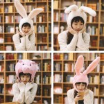 Three-dimensional rabbit ears hat cute pink pig bunny head cover photo props cosplay toy hat plush toys