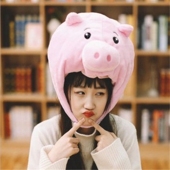 Three-dimensional rabbit ears hat cute pink pig bunny head cover photo props cosplay toy hat plush toys
