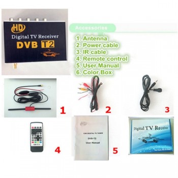 Mobile Digital Car DVB-T2 HD 1080P External Auto Tuner 100Km/h Digital TV Receiver Box Set Top DVB-T2