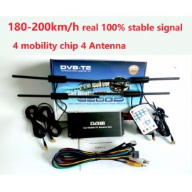 Free Shipping 180-200km/h 4 Antenna DVB T2 Car 4 Mobility Chip Digital Car TV Tuner HD 1080P DVB-T2 Car TV Receiver