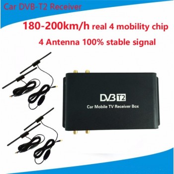 Free Shipping 180-200km/h 4 Antenna DVB T2 Car 4 Mobility Chip Digital Car TV Tuner HD 1080P DVB-T2 Car TV Receiver