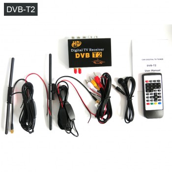 Dual Antenna Car HD Digital TV Turner Receiver Auto TV Box DVB-T DVB-T2 ATSC ISDB-T DVB-TMPEG-4 Two Chip Tuner High Speed