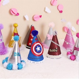 Baby boy girl cute First Birthday Party princess prince Crown Hat Gold One Two Three Year Old Glitter party cartoon hats