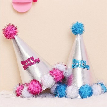 Baby boy girl cute First Birthday Party princess prince Crown Hat Gold One Two Three Year Old Glitter party cartoon hats