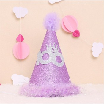 Baby boy girl cute First Birthday Party princess prince Crown Hat Gold One Two Three Year Old Glitter party cartoon hats