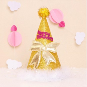 Baby boy girl cute First Birthday Party princess prince Crown Hat Gold One Two Three Year Old Glitter party cartoon hats