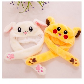 Small White Bunny Ears Can Move Funny Hat Cartoon Plush Hat Gift Rabbit Ear Moving Plush Hat Halloween Gift Kids Party